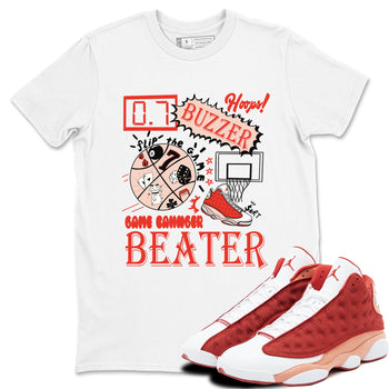 AJ13 Dune Red shirts to match jordans Game Changer sneaker match tees Air Jordan 13 Dune Red SNRT Sneaker Tees streetwear brand White 1 unisex cotton tee