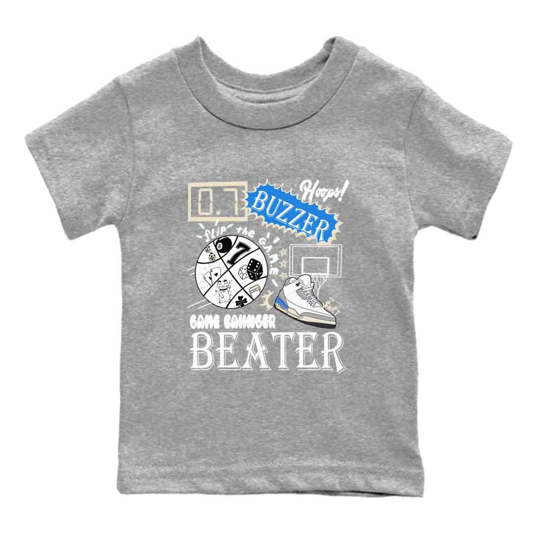 3s Lucky Shorts shirts to match jordans Game Changer best t shirts to wear with jordans Air Jordan 3 Lucky Shorts match shoes to clothes SNRT Sneaker Tees Youth Baby Heather Grey 2 tee