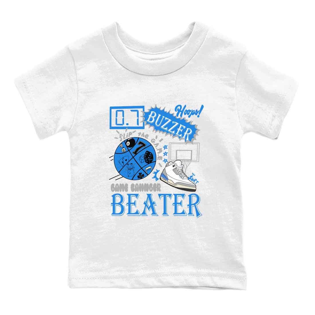 3s Lucky Shorts shirts to match jordans Game Changer best t shirts to wear with jordans Air Jordan 3 Lucky Shorts match shoes to clothes SNRT Sneaker Tees Youth Baby White 2 tee