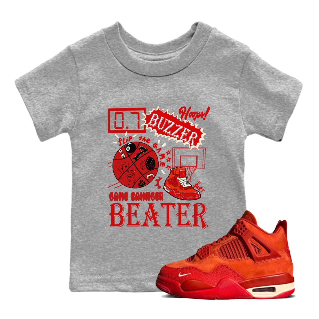 4s Brick By Brick shirts to match jordans Game Changer sneaker match tees Air Jordan 4 Nigel match shoes to clothes SNRT Sneaker Tees Youth Baby Heather Grey 1 tee