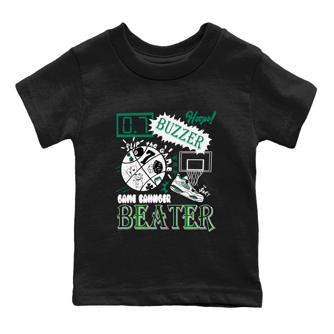 4s Oxidized Green shirts to match jordans Game Changer sneaker match tees Air Jordan 4 Oxidized Green SNRT Sneaker Tees streetwear brand Baby and Youth Black 2 cotton tee
