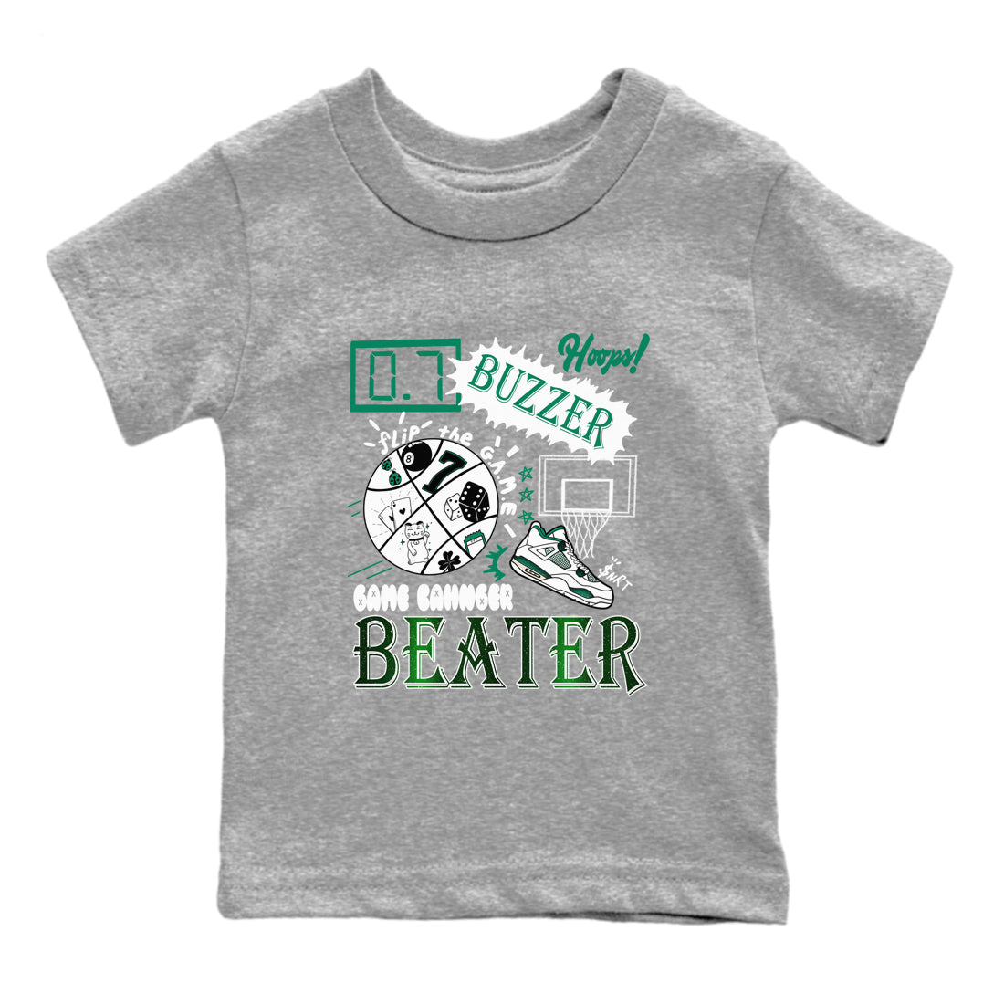 4s Oxidized Green shirts to match jordans Game Changer sneaker match tees Air Jordan 4 Oxidized Green SNRT Sneaker Tees streetwear brand Baby and Youth Heather Grey 2 cotton tee