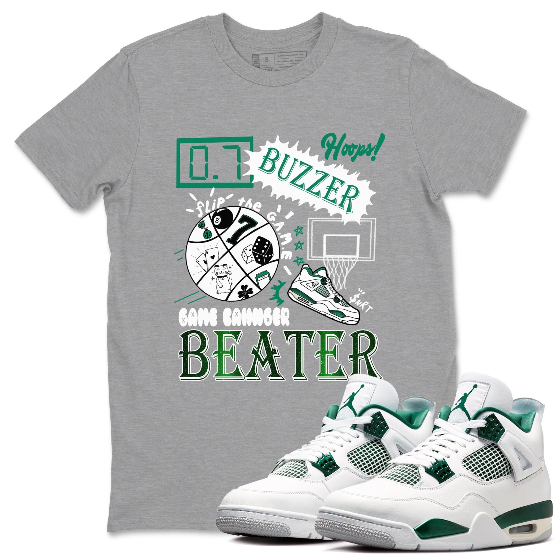 4s Oxidized Green shirts to match jordans Game Changer sneaker match tees Air Jordan 4 Oxidized Green SNRT Sneaker Tees streetwear brand Heather Grey 1 unisex cotton tee