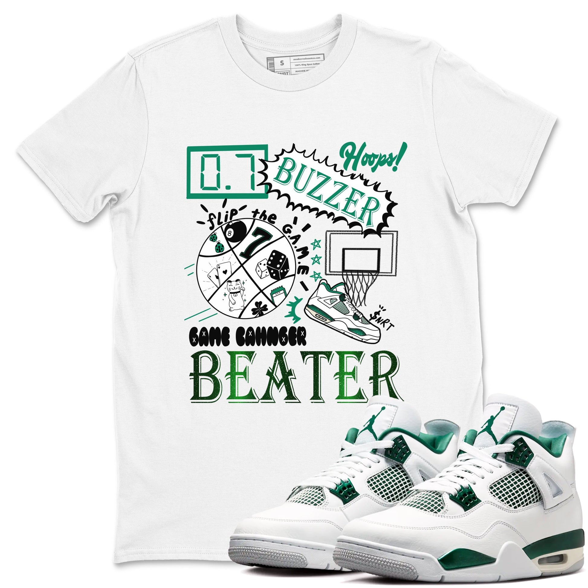 4s Oxidized Green shirts to match jordans Game Changer sneaker match tees Air Jordan 4 Oxidized Green SNRT Sneaker Tees streetwear brand White 1 unisex cotton tee