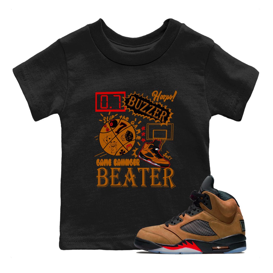 5s Archaeo Brown shirts to match jordans Game Changer sneaker match tees Air Jordan 5 Archaeo Brown match shoes to clothes SNRT Sneaker Tees Youth Baby Black 1 tee