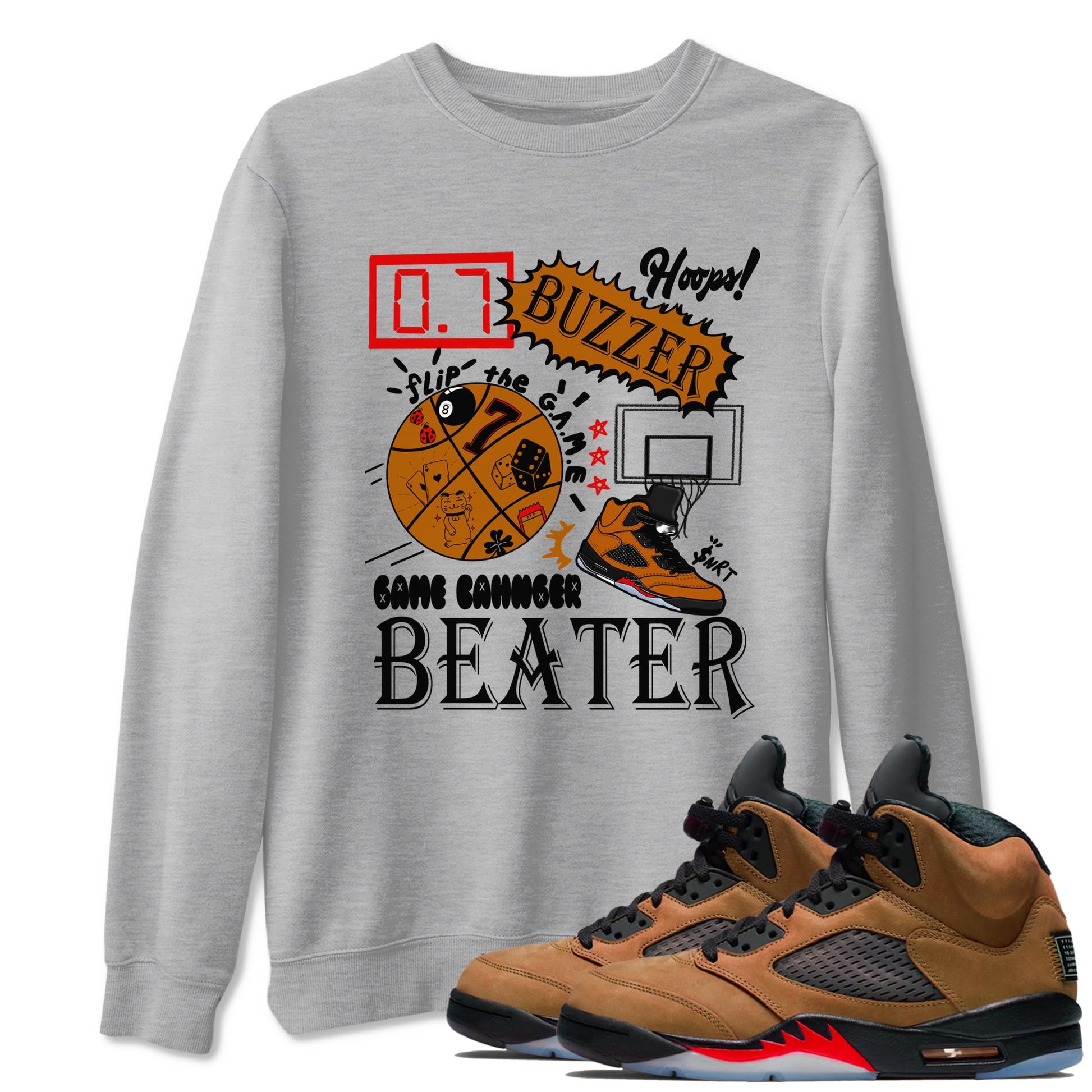 5s Archaeo Brown shirts to match jordans Game Changer sneaker match tees Air Jordan 5 Archaeo Brown match shoes to clothes SNRT Sneaker Tees unisex cotton Heather Grey 1 shirts
