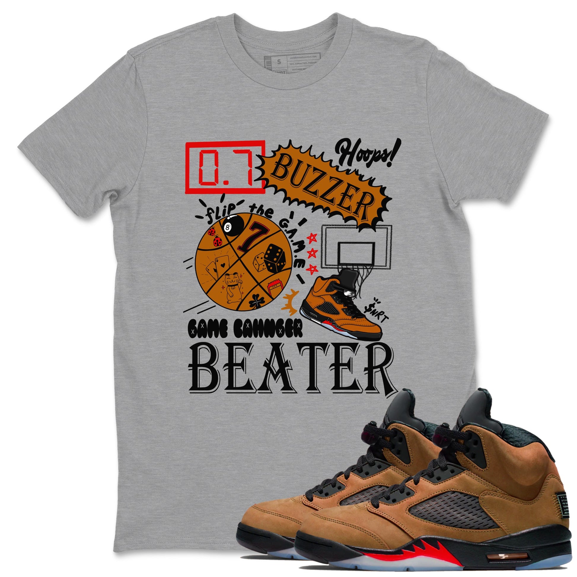 5s Archaeo Brown shirts to match jordans Game Changer sneaker match tees Air Jordan 5 Archaeo Brown match shoes to clothes SNRT Sneaker Tees unisex cotton Heather Grey 1 shirts