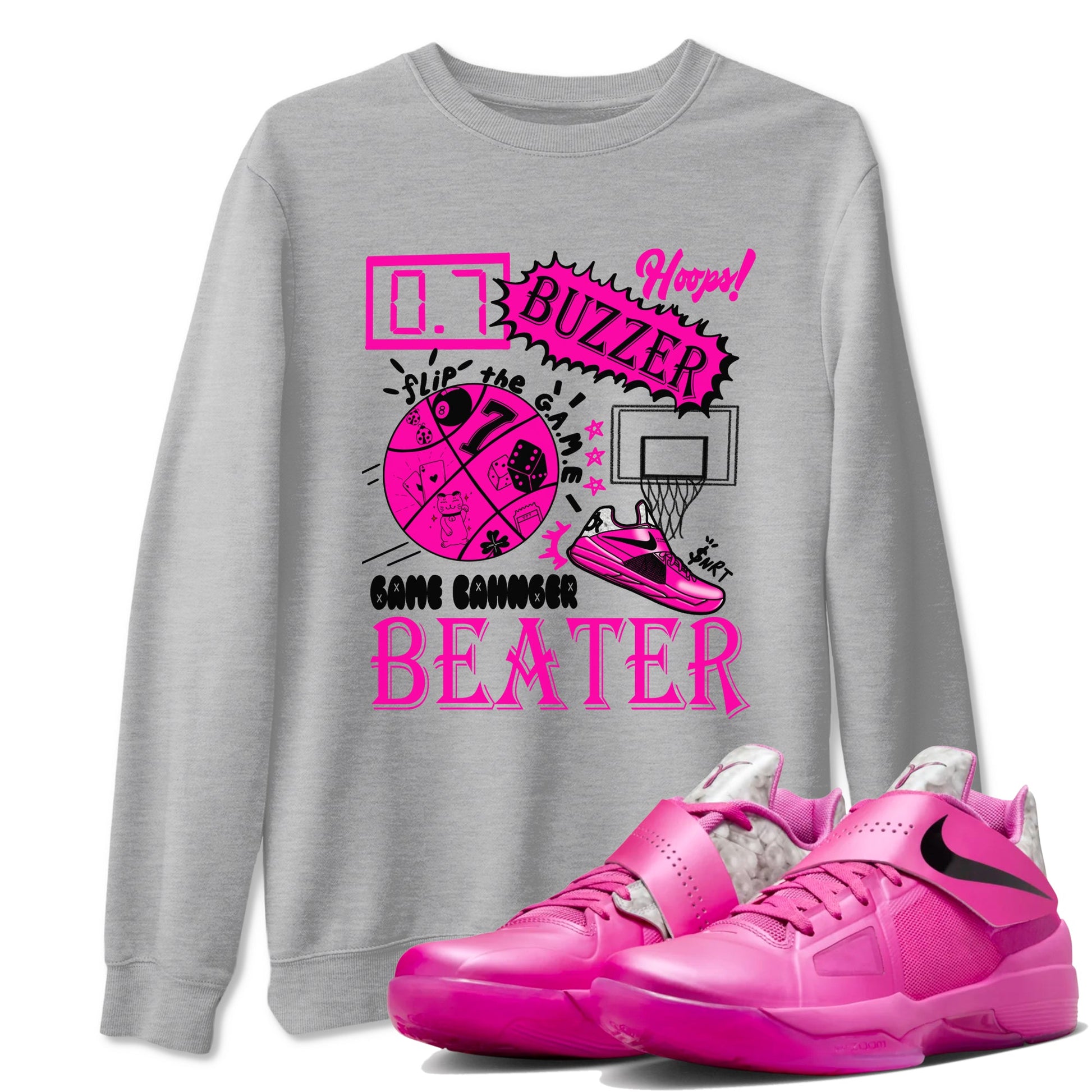 Nike KD 4 Retro Aunt Pearl shirts to match jordans Game Changer sneaker match tees Nike KD 4 Aunt Pearl match shoes to clothes SNRT Sneaker Tees unisex cotton Heather Grey 1 shirts