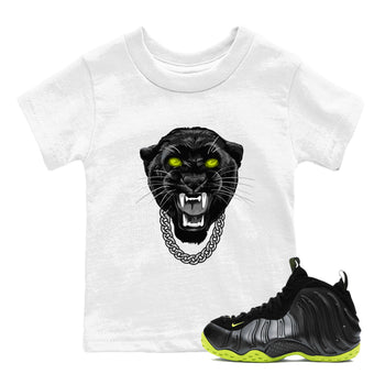 Foams One Black Volt shirts to match jordans Gangster Black Cat sneaker match tees Air Foamposite One Black and Volt match shoes to clothes SNRT Sneaker Tees Youth Baby White 1 tee
