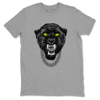 Foams One Black Volt shirts to match jordans Gangster Black Cat sneaker match tees Air Foamposite One Black and Volt match shoes to clothes SNRT Sneaker Tees unisex cotton Heather Grey 2 shirts
