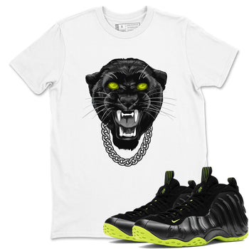 Foams One Black Volt shirts to match jordans Gangster Black Cat sneaker match tees Air Foamposite One Black and Volt match shoes to clothes SNRT Sneaker Tees unisex cotton White 1 shirts