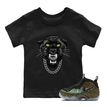 Best Christmas gifts for sneakerheads - Sneaker Tees To Match Air Foamposite One Pine Green Sneakers – Gangster Black Cat Kids T-Shirt Black 1