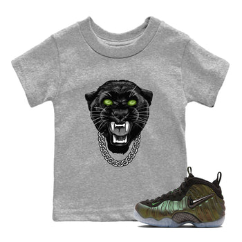 Best Christmas gifts for sneakerheads - Sneaker Tees To Match Air Foamposite One Pine Green Sneakers – Gangster Black Cat Kids T-Shirt Heather Grey 1