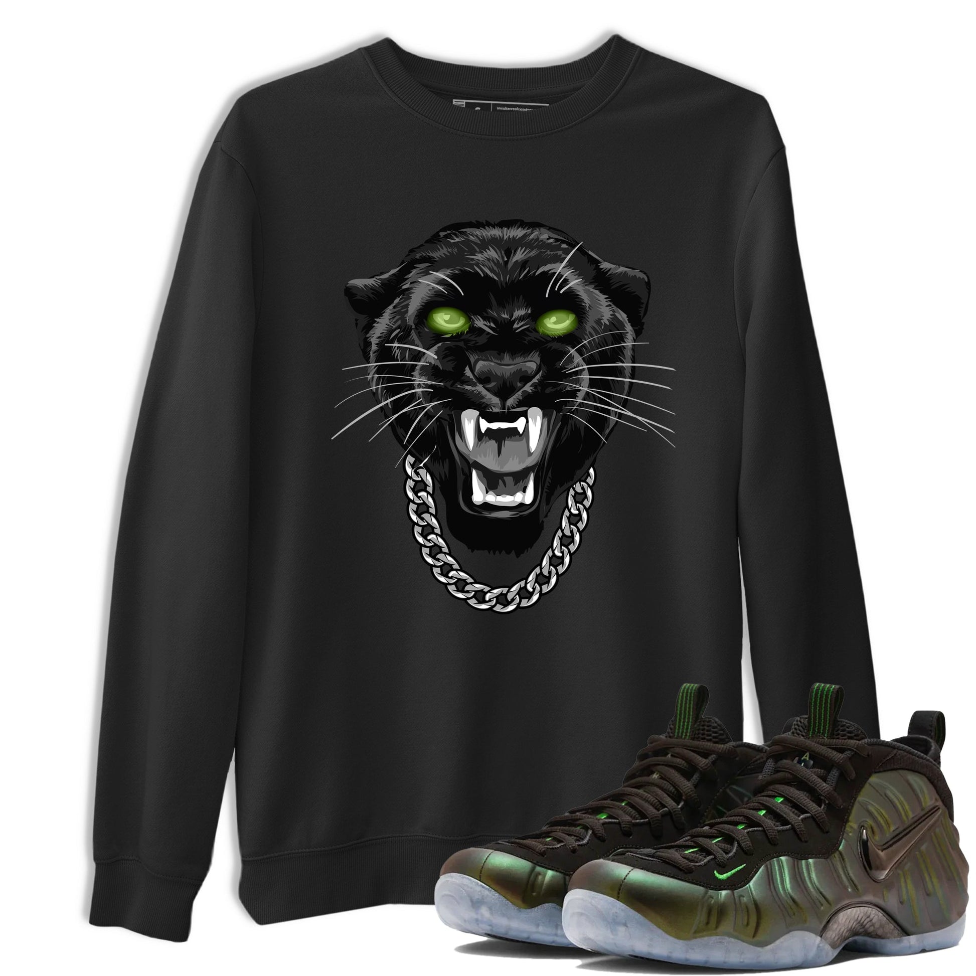 Best Christmas gifts for sneakerheads - Sneaker Tees To Match Air Foamposite One Pine Green Sneakers – Gangster Black Cat Tee Black 1