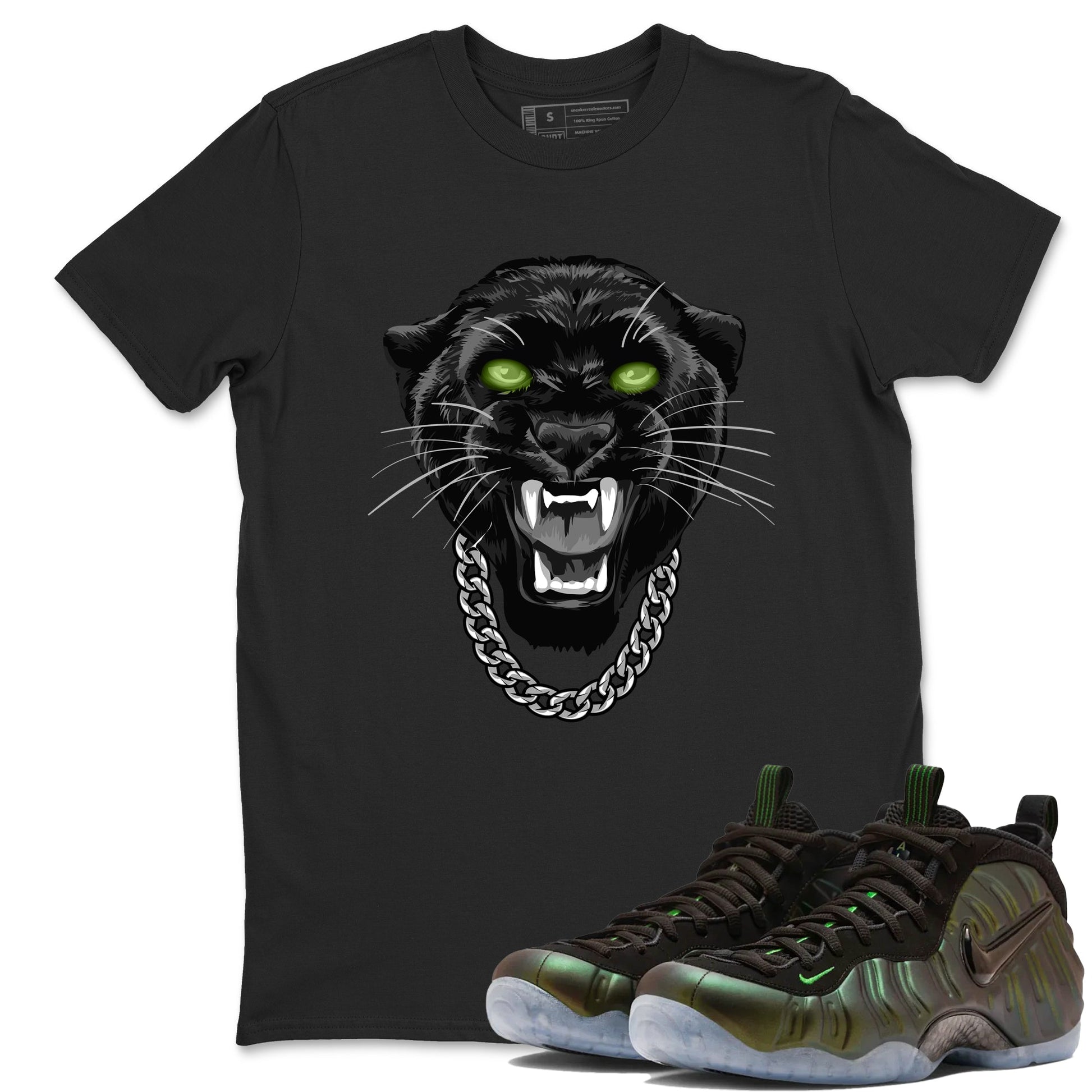 Best Christmas gifts for sneakerheads - Sneaker Tees To Match Air Foamposite One Pine Green Sneakers – Gangster Black Cat Tee Black 1
