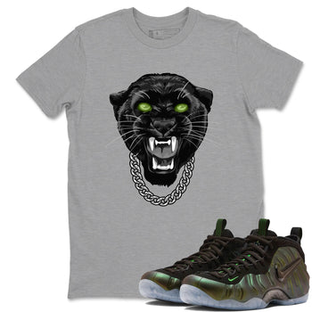 Best Christmas gifts for sneakerheads - Sneaker Tees To Match Air Foamposite One Pine Green Sneakers – Gangster Black Cat Tee Heather Grey 1