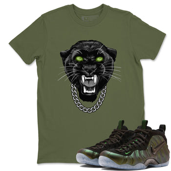 Best Christmas gifts for sneakerheads - Sneaker Tees To Match Air Foamposite One Pine Green Sneakers – Gangster Black Cat Tee Military Green 1