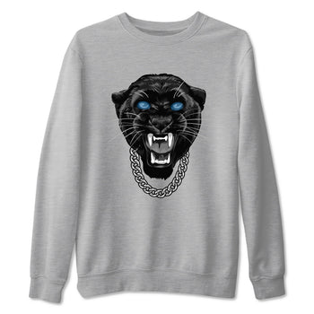 Gangster Black Cat sneaker match t-shirt styled to complete your fit with the Air Foamposite One Psychic Blue sneakers, shown in Heather Grey 2.