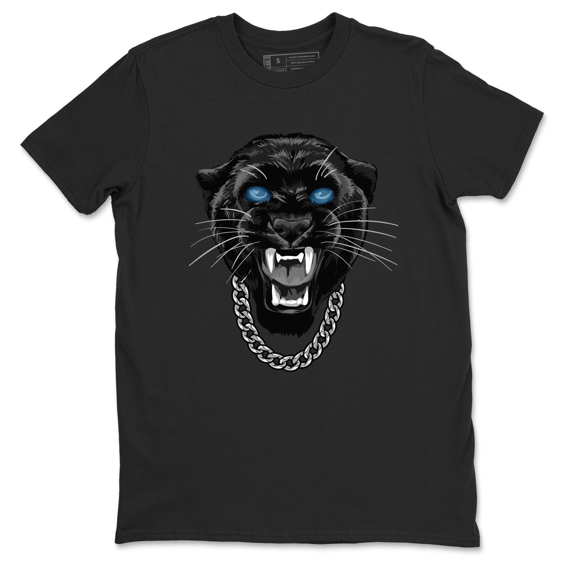 Gangster Black Cat sneaker match t-shirt styled to complete your fit with the Air Foamposite One Psychic Blue sneakers, shown in Black 2.