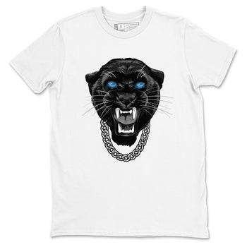 Gangster Black Cat sneaker match t-shirt styled to complete your fit with the Air Foamposite One Psychic Blue sneakers, shown in White 2.