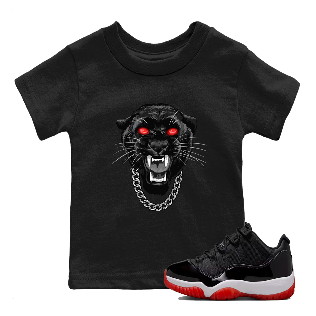 Air Jordan 11 Low Bred sneaker match tee Gangster Black Cat sneaker match tees Air Jordan 11 Bred best t-shirts to match jordans SNRT Sneaker Tees Youth Baby Black 1 tee