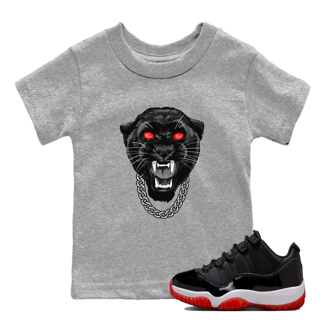 Air Jordan 11 Low Bred sneaker match tee Gangster Black Cat sneaker match tees Air Jordan 11 Bred best t-shirts to match jordans SNRT Sneaker Tees Youth Baby Heather Grey 1 tee