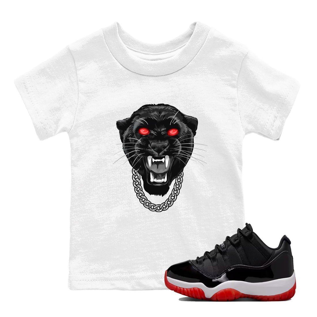 Air Jordan 11 Low Bred sneaker match tee Gangster Black Cat sneaker match tees Air Jordan 11 Bred best t-shirts to match jordans SNRT Sneaker Tees Youth Baby White 1 tee
