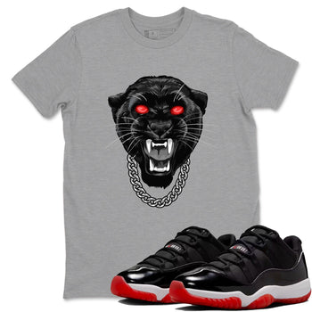 Air Jordan 11 Low Bred sneaker match tee Gangster Black Cat sneaker match tees Air Jordan 11 Bred best t-shirts to match jordans SNRT Sneaker Tees unisex cotton Heather Grey 1 shirts