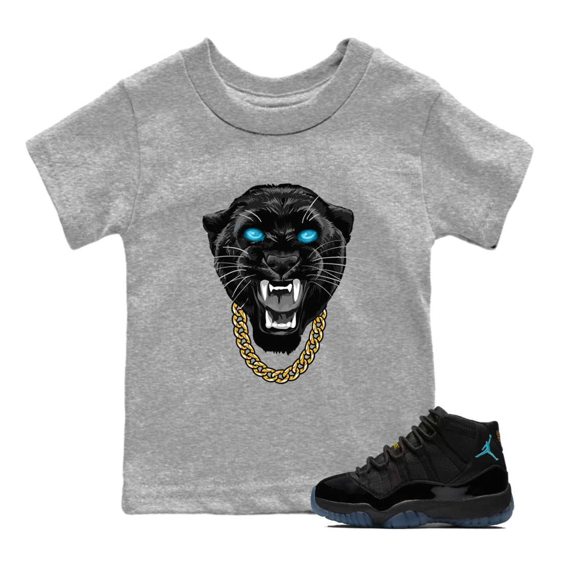 Sneaker Threads – Sneaker Tees To Match Air Jordan 11 Retro Gamma – Gangster Black Cat Youth Graphic Tee Heather Grey 1. Perfect for Jordan releases 2025 colorways.