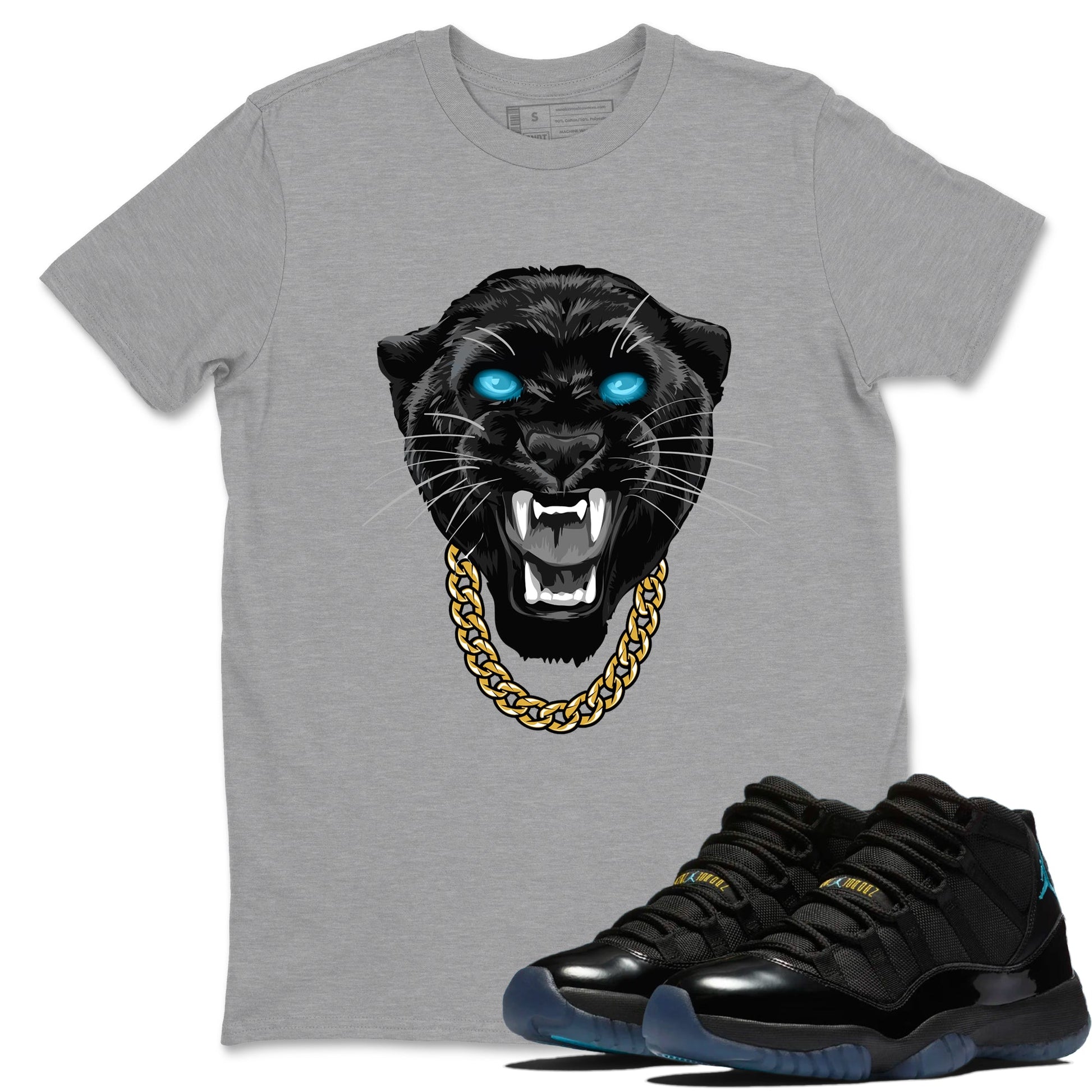 Sneaker Threads – Sneaker Tees To Match Air Jordan 11 Retro Gamma – Gangster Black Cat Graphic Tee Heather Grey 1. Perfect for Jordan releases 2025 colorways.