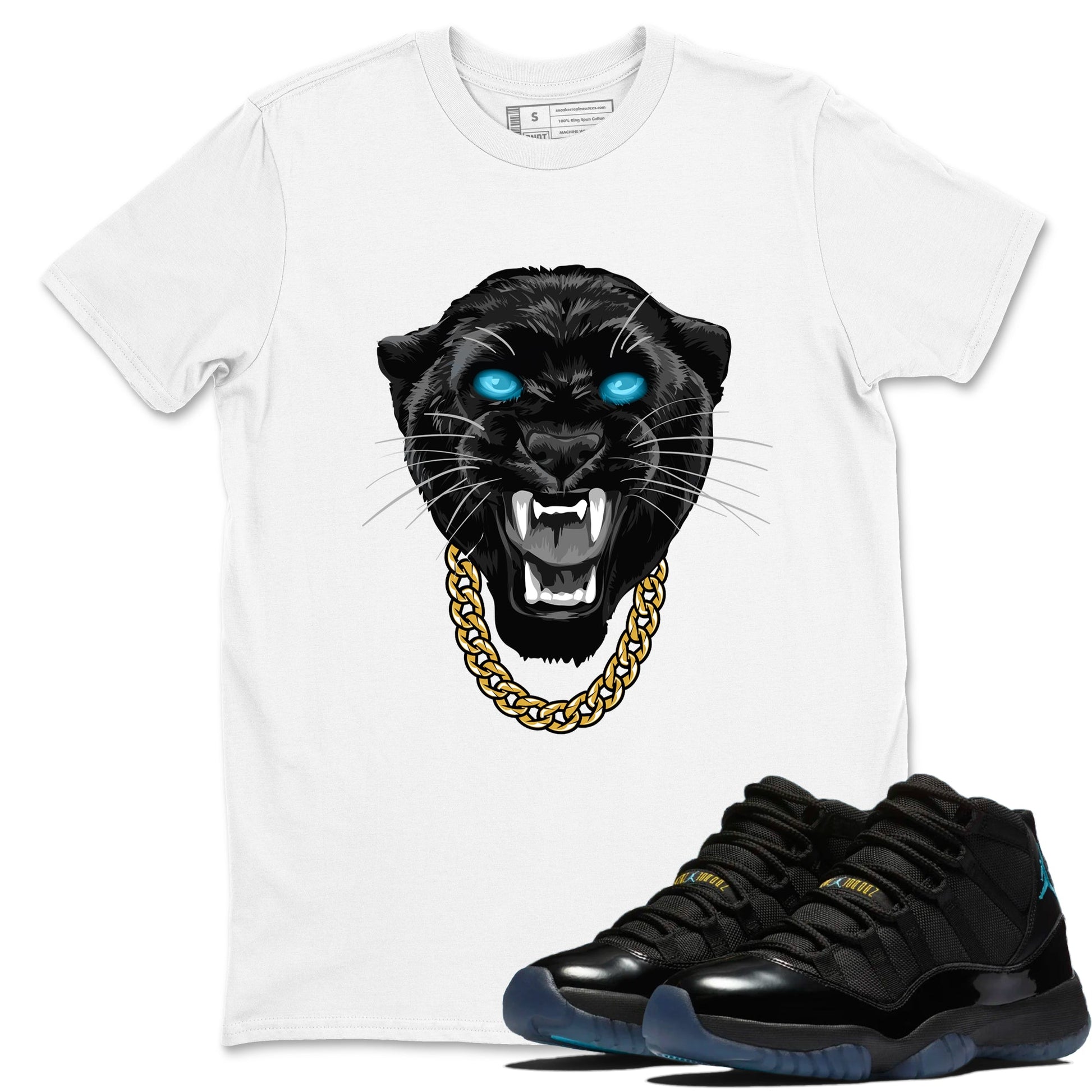 Sneaker Threads – Sneaker Tees To Match Air Jordan 11 Retro Gamma – Gangster Black Cat Graphic Tee White 1. Perfect for Jordan releases 2025 colorways.