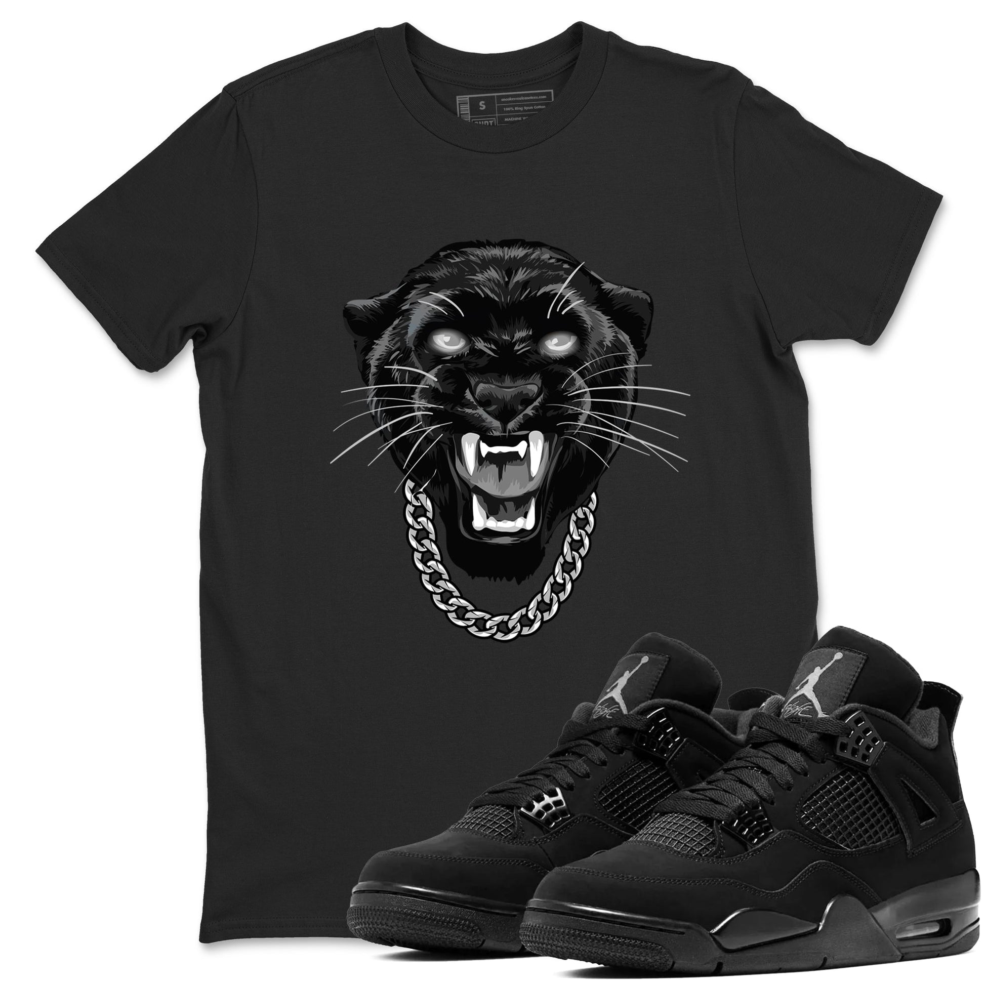 4s Black Cat Sneaker match tees – Sneaker Tees To Match Air Jordan 4 Black Cat Shoes – Gangster Black Cat Tee Black 1