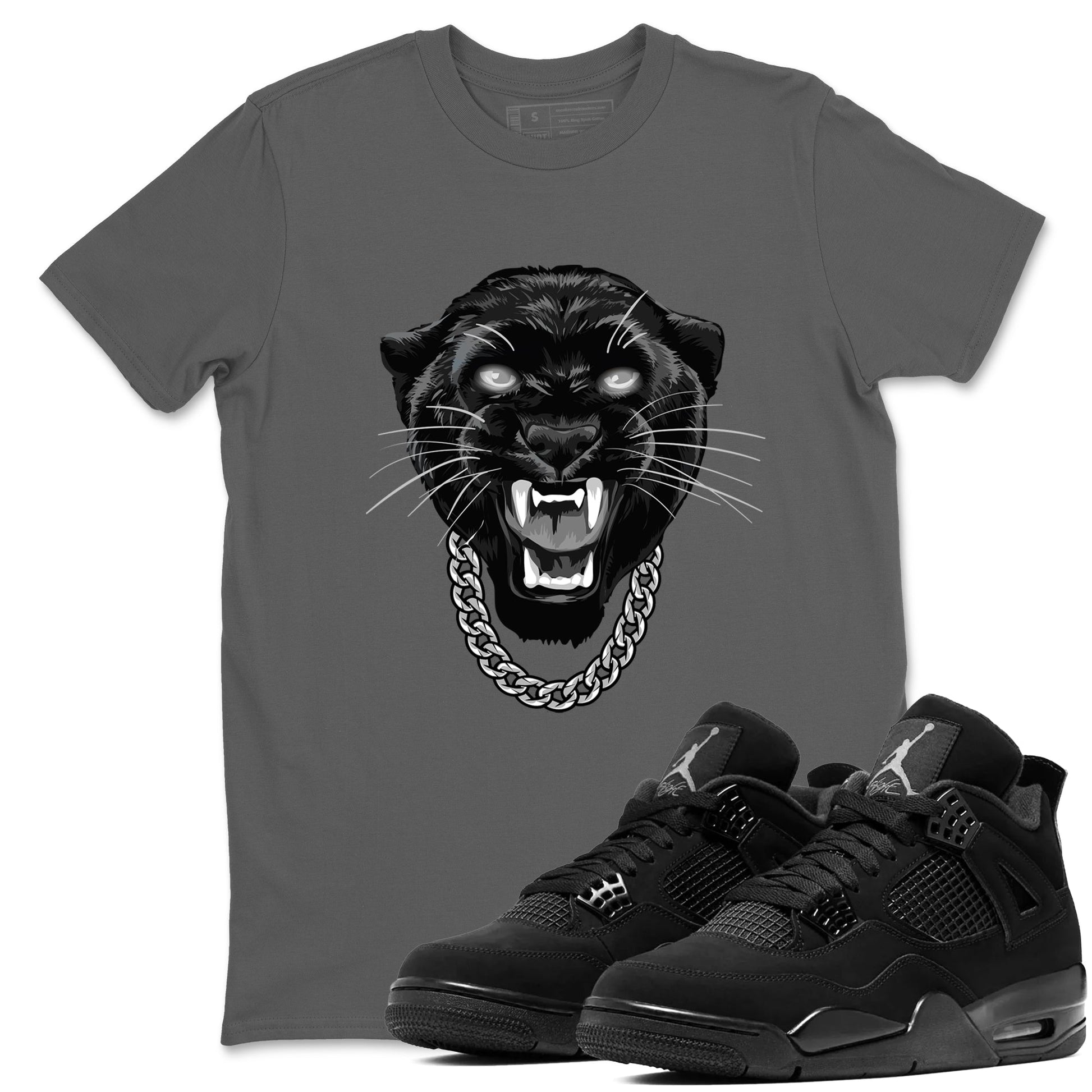 4s Black Cat Sneaker match tees – Sneaker Tees To Match Air Jordan 4 Black Cat Shoes – Gangster Black Cat Tee Cool Grey 1