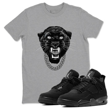 4s Black Cat Sneaker match tees – Sneaker Tees To Match Air Jordan 4 Black Cat Shoes – Gangster Black Cat Tee Heather Grey 1