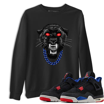Gangster Black Cat sneaker match t-shirt styled to complete your fit with the Air Jordan 4 Rare Air sneakers, shown in Black 1.