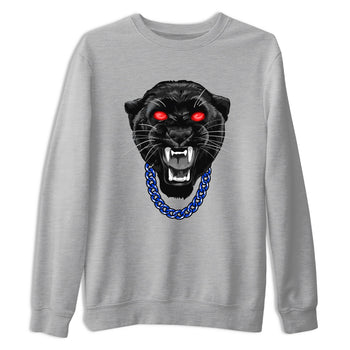 Gangster Black Cat sneaker match t-shirt styled to complete your fit with the Air Jordan 4 Rare Air sneakers, shown in Heather Grey 2.