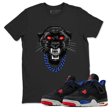 Gangster Black Cat sneaker match t-shirt styled to complete your fit with the Air Jordan 4 Rare Air sneakers, shown in Black 1.