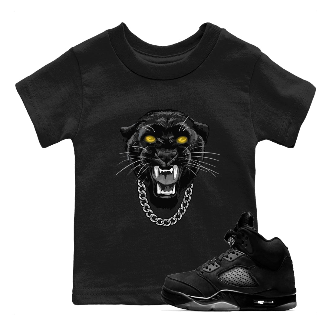Air Jordan 5 Retro Black Cat Shirts To Match Jordans Gangster Black Cat Sneaker Shirts 5 Black Cat SNRT Sneaker Release Tees Baby Youth Toddler Black 1 crew neck shirts