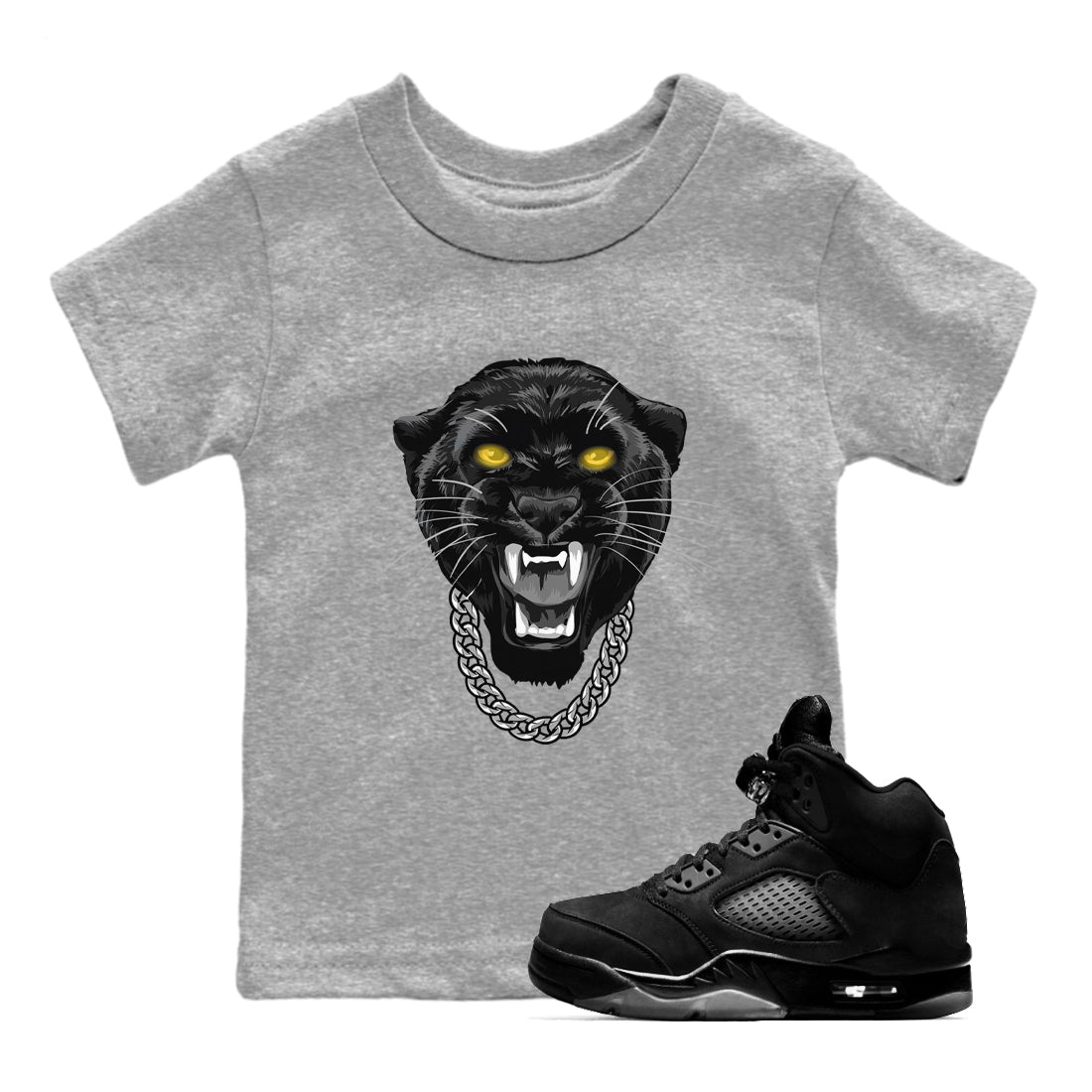 Air Jordan 5 Retro Black Cat Shirts To Match Jordans Gangster Black Cat Sneaker Shirts 5 Black Cat SNRT Sneaker Release Tees Baby Youth Toddler Heather Grey 1 crew neck shirts