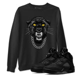 Air Jordan 5 Retro Black Cat Shirts To Match Jordans Gangster Black Cat Sneaker Shirts 5 Black Cat SNRT Sneaker Release Tees Unisex Cotton Crew Neck Black 1 crew neck shirts