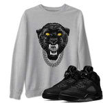 Air Jordan 5 Retro Black Cat Shirts To Match Jordans Gangster Black Cat Sneaker Shirts 5 Black Cat SNRT Sneaker Release Tees Unisex Cotton Crew Neck Heather Grey 1 crew neck shirts