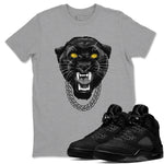 Air Jordan 5 Retro Black Cat Shirts To Match Jordans Gangster Black Cat Sneaker Shirts 5 Black Cat SNRT Sneaker Release Tees Unisex Cotton Crew Neck Heather Grey 1 crew neck shirts