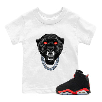 Perfect Valentine's Day Gifts graphic tee  – Sneaker Tees To Match Air Jordan 6 Reverse Infrared – Gangster Black Cat Kids Graphic T-Shirt White 1