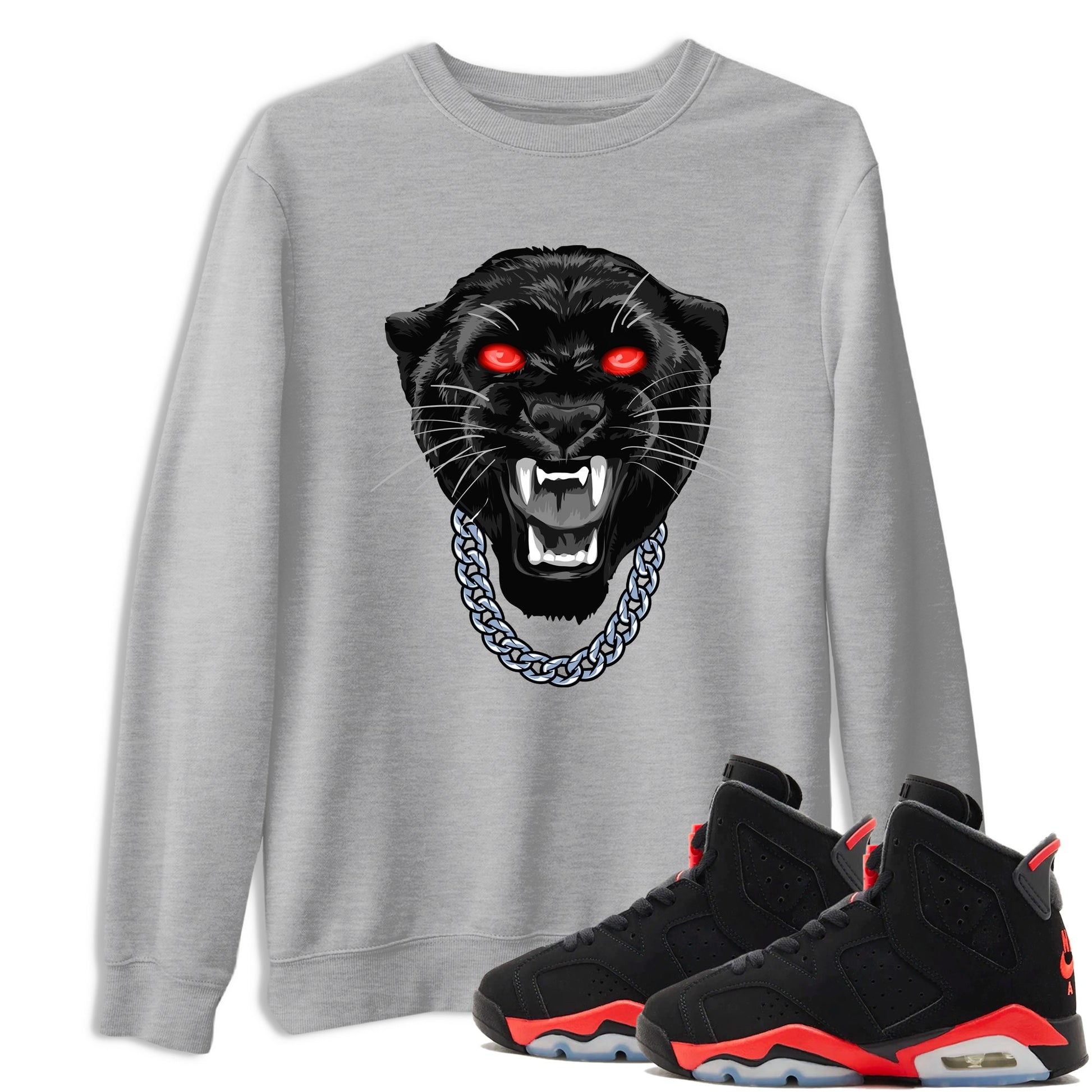 Perfect Valentine's Day Gifts graphic tee  – Sneaker Tees To Match Air Jordan 6 Reverse Infrared – Gangster Black Cat Tee Heather Grey 1