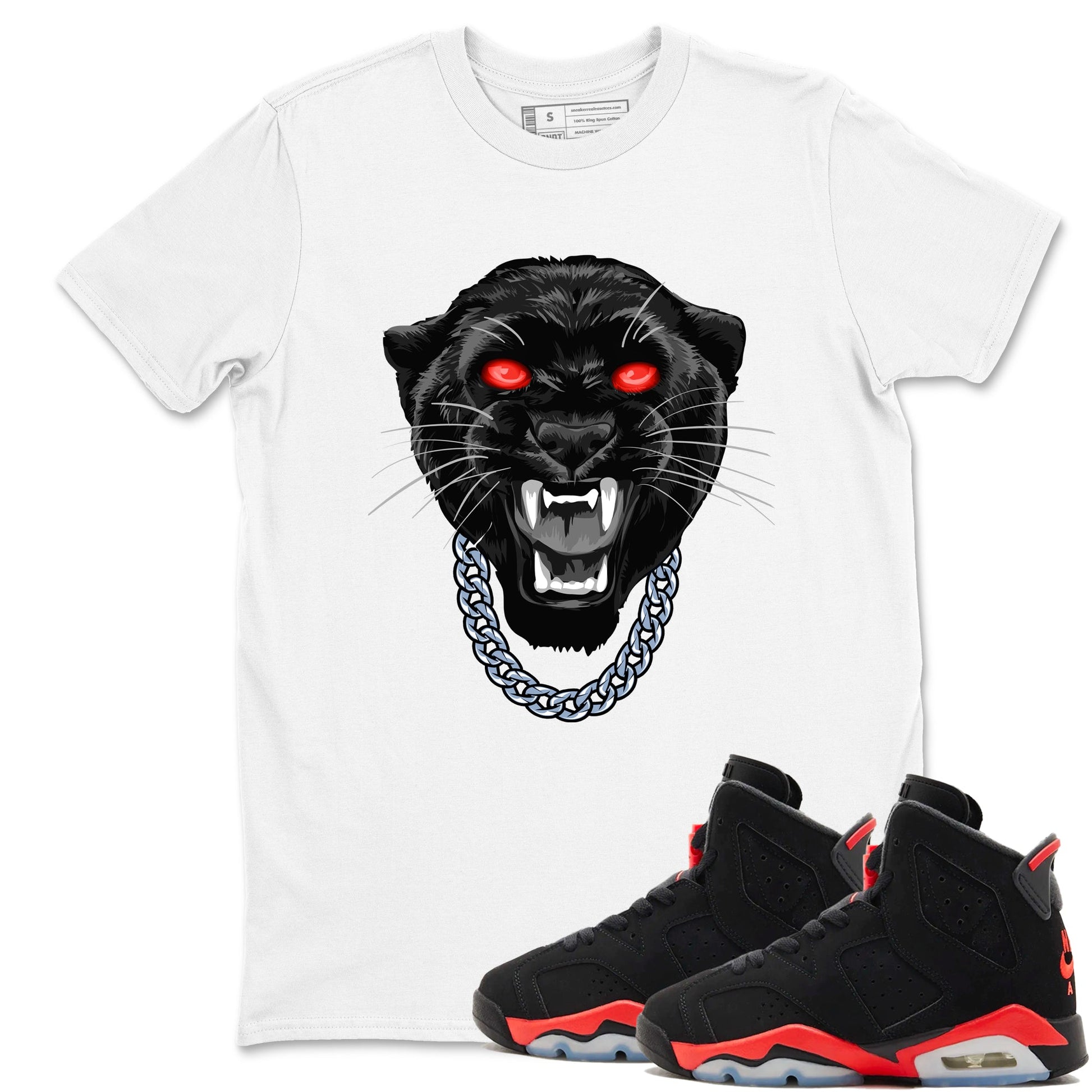 Perfect Valentine's Day Gifts graphic tee  – Sneaker Tees To Match Air Jordan 6 Reverse Infrared – Gangster Black Cat Tee White 1
