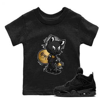 4s Black Cat shirts to match jordans Gangster Cat sneaker match tees Air Jordan 4 Black Cat match shoes to clothes SNRT Sneaker Tees Youth Baby Black 1 tee