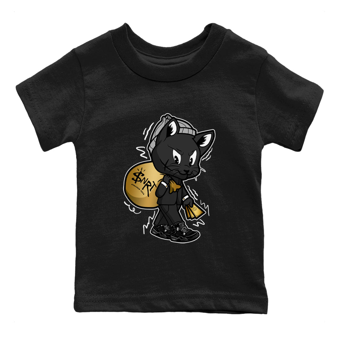 4s Black Cat shirts to match jordans Gangster Cat sneaker match tees Air Jordan 4 Black Cat match shoes to clothes SNRT Sneaker Tees Youth Baby Black 2 tee