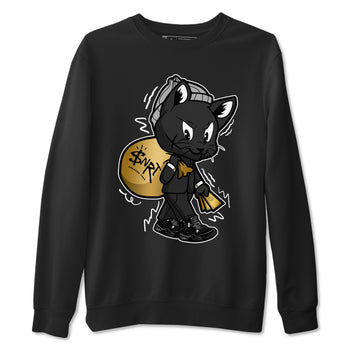 4s Black Cat shirts to match jordans Gangster Cat sneaker match tees Air Jordan 4 Black Cat match shoes to clothes SNRT Sneaker Tees unisex cotton Black 2 shirts