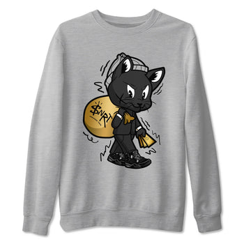 4s Black Cat shirts to match jordans Gangster Cat sneaker match tees Air Jordan 4 Black Cat match shoes to clothes SNRT Sneaker Tees unisex cotton Heather Grey 2 shirts