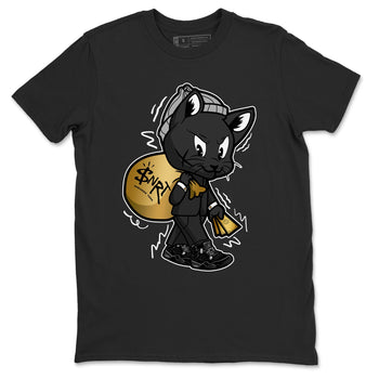 4s Black Cat shirts to match jordans Gangster Cat sneaker match tees Air Jordan 4 Black Cat match shoes to clothes SNRT Sneaker Tees unisex cotton Black 2 shirts